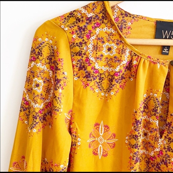 W5 💛🧡🤎Mustard print blouse - Picture 6 of 9